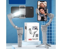 Gimbal Smartphone - Gimbal voor Smartphone & Camera - Handheld spiegelloos - 3-assig - Anti-Shake - Handheld Gimbal - Telefoonstabilisator - Opvouwbare houder Selfie-statief - Wit - Gimbal met tas en IPmic