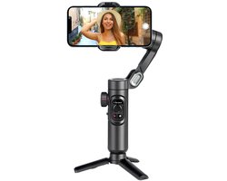 Rolu AI Gimbal – Smartphone Stabilisator – Anti-shake Stabilisatie – Gezichtsherkenning – Object Herkenning - Inclusief Magnetisch Licht