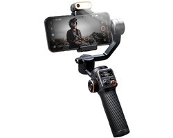 Smartphone Gimbal 3-Assig met AI Volgfunctie & Magnetische RGB Videolamp – 360° Rotatie – Tot 0,4 kg – Voor iPhone & Android – Zwart – Kit