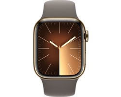 Apple Watch Series 9 - GPS + Cellular - 41mm - Gold Stainless Steel Case with Clay Sport Band - S/M