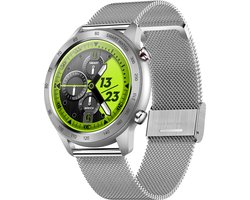 Belesy® MALIBU – Smartwatch Heren – Smartwatch Dames – Horloge – 1.3" Touchscreen – Stappenteller – Calorieteller – Hartslagmeter – Bloeddrukmeter – Zuurstofgehalte – Multi Sporten – Wijzerplaat Personaliseren – Slaapmonitor – Zilver Staal