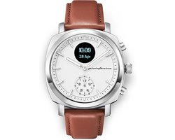 Pininfarina Senso Hybride Smartwatch - Analoog Horloge met Digitaal Display, volgt hartslag, ECG, Bloedzuurstof, Stappen, Calorieën, Slaap, Fitness - Kompas en GPS-tracking - Maanlicht zilver