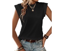 Basic top voor dames, zomer-T-shirt met mouwen, losse blouse met ronde hals, effen kleur