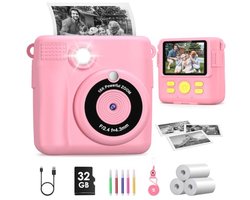GreenKinder Children's Camera Instant Camera 1080P 2.4 Inch Screen Instant Camera for Kids with Print Paper and 32GB TF Card Digital Camera for Children 3-12 Years