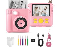 Instant Kindercamera - 2,4 Inch Scherm - DIY Direct Print Camera voor Kinderen - 1080P HD Video - Digitale Camera met 32GB SD Kaart en Printpapier - Cadeau voor Meisjes 3-14 Jaar