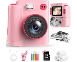 Instant Print Kids Camera, 1080P Instant Camera for Kids, Kids Digital Camera with 32GB Card and Photo Paper, Christmas Birthday Gifts Kids Toys for Ages 3-12 Years