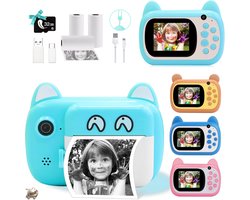 Instant Print Kindercamera - 6cm LCD Scherm - 24MP Dubbele Lens - 6x Zoom Digitale Camera - 1080p Video - Direct Print Fun Camera - Cadeau voor Jongens en Meisjes - Groen