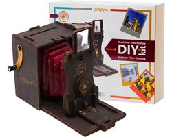 JollyLook Pinhole SQUARE Instant Film Camera, HOUT, donker bruin (zelfmontage)