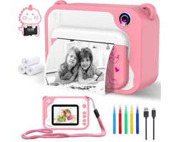 jumalu 3-in-1 Kindercamera – Instant Print Speelcamera met 32GB SD-kaart – Digitale Foto & Video Camera voor Kinderen – Roze
