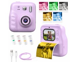 Jumalu Instant Camera – 2.4" HD Camera met Selfie Functie – 1080p – Inclusief 4 Rollen Fotopapier – Direct Print Camera voor Kinderen – Paars/Lila