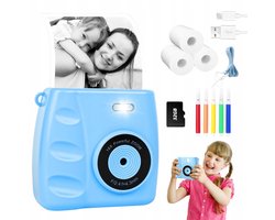 Kinder Camera - Multifunctionele kindercamera - Instant thermische printer - 1080P & 32GB Opslag - Blauw Model met Accessoires - Educatief Speelgoed 6+ Jaar