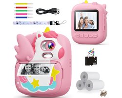 Kinder Instant Print Camera - 2.4 Inch Scherm - Inclusief 32GB SD Kaart en Fotopapier - 1080P HD Video Camera - Selfie Digitale Camera - Cadeau voor Jongens en Meisjes 3 tot 12 Jaar - Roze