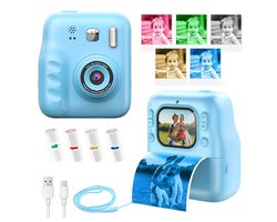 Kindercamera Instant – 2.4" HD Kids Camera met Selfie Functie – 1080p – Inclusief 4 Rollen Fotopapier – Direct Print Camera voor Kinderen – Blauw