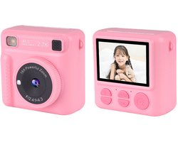 Kindercamera Instantcamera - 1080P 2,4 inch scherm Kindercamera met 32 GB-kaart en afdrukpapier, kindercamera kerstcadeau voor jongens en meisjes van 3-12 jaar, roze