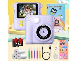 Multifunctionele kindercamera - Instant thermische printer - 2,4" IPS-scherm - 32 GB geheugen - Slimme flitser - Inclusief tas en accessoires - Ideaal cadeau