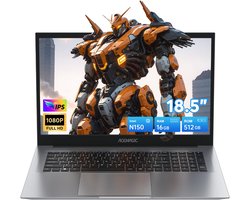 Acemagic AX18 18.5 inch Laptop Computer - Intel N150 Quad-Core Processor(tot 3,6 GHz) - 8000 mAh Battery - 16GB DDR4 RAM 512GB SSD - WiFi 5 - Type C - Grijs