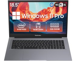 Blackview AceBook 10 Laptop - 18,5 inch Full HD - 16 GB DDR4 - 512 GB SSD Intel N150 - WiFi 6 Windows 11 Pro Notebook - Intel® Graphics - Grijs