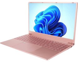 Roze Laptop 15.6” – 16GB RAM – 256GB SSD – Intel Celeron N5095 – Lichtgewicht & Snel voor School, Werk en Thuisgebruik