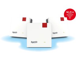 FRITZ!Mesh Wi Fi Set 1600 - Mesh WiFi 6 - WiFi Versterker - 3 Pack - 3000 Mbps - Tot 7 kamers - Naadloze Dekking
