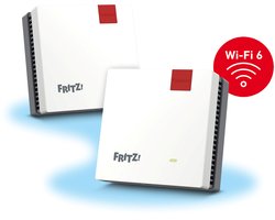 FRITZ!Mesh WiFi Set 1600 - Mesh WiFi 6 - WiFi Versterker - 2 Pack - 3000 Mbps - Tot 5 kamers - Eenvoudige Installatie