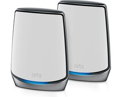 NETGEAR Orbi RBK862S - Mesh WiFi - WiFi Versterker - WiFi 6 - 6000 Mbps - Tri-Band - 2-Pack - Wit