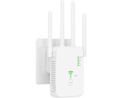 RWB® Wifi Versterker Stopcontact - Wifi Versterker - 1200 Mbit/s - 4 Antennes - Wit - 15cm x 13cm x 9 cm