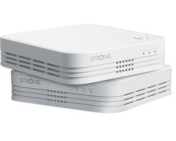 STRONG - WiFi Mesh Kit - Atria 1200 Mbps - Tot 300 m² extra WiFi-dekking - Compatibel met alle standaardboxen & routers - Dual Band 2,4 GHz + 5 GHz - 3 Ethernetpoorten - Wit - 4 jaar garantie