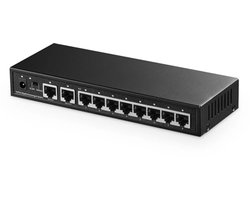 10-poorts Gigabit Ethernet-schakelaar met 8 poorten, 2 Uplink en Vlan-ondersteuning