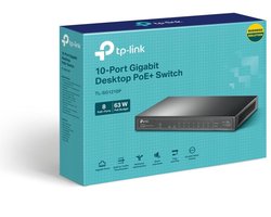 10 Poorts Gigabit PoE+ Switch met 8 PoE+ Poorten en 1 SFP Slot