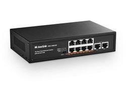 10-Poorts PoE Switch met 8 PoE+ Poorten en 2 Gigabit Uplinks - Plug & Play
