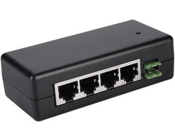 12-48V 4 Port POE Power Module, 4-Port PoE Ethernet Power Injector, Gigabit Ethernet PoE Ethernet Desktop Switch for IP Camera, Compatible with International Security Standards