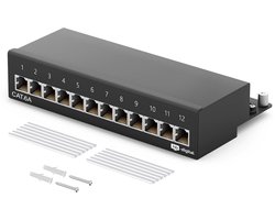 12-Poorts CAT 6a Afgeschermd LSA Patchpaneel voor Netwerk en LAN-Kabel
