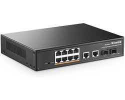 12-poorts Gigabit PoE Switch met 8 PoE+ Poorten en 2 Uplink Poorten voor Betrouwbaar Netwerk