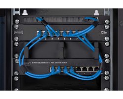 16-Poorts Gigabit Netwerk Switch zonder Ventilator en 1U Netwerkkast Plank