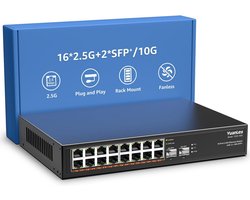 18-poorts 2,5G netwerkswitch 16x 2,5GbE 2x 10G SFP+ desktop rackmount