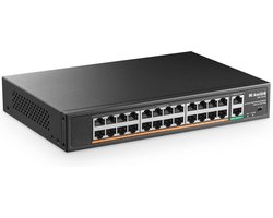 24-poorts PoE Switch met Gigabit Uplink voor Rackmontage