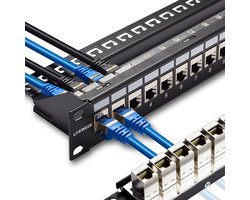 24-poorts RJ45 Patchpaneel Cat7 STP doorvoer voor netwerken - Ethernet keystone patchpaneel 19 inch