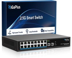 2.5Gbps Onbeheerde 18-Poorts Netwerkswitch met 16x 2.5G RJ45 en 2x 10G SFP+ Poorten