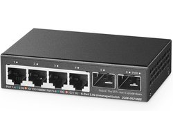 4-poorts 2.5G Netwerkswitch met SFP 2x10G en 4x2.5 Gigabit Ethernet-poorten - Ultraamini Formaat - Vlan Ondersteuning