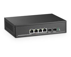 4-poorts 2.5G PoE Switch met 10G SFP+ slot en verstelbare snelheid tot 1000Mbps