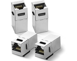 4x RJ45 Keystone Koppelaar Cat 6A Afgeschermd - Ethernet Kabel Verlengstuk 10 Gbps