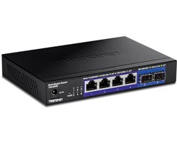 6-poorts multi-gigabit netwerk switch met 2 x 10G SFP+ poorten, ventilatorloos ontwerp en metalen behuizing
