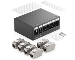 6-Poorts Patchpanel Set met RJ45 Keystone Jack Modules voor CAT6a - Ideaal voor Netwerkverbindingen
