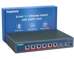 8 Poort 10G Ethernet Switch met 10Gbps RJ45 en SFP+ Poorten