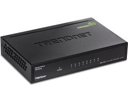 8-Poort Gigabit Switch - Ethernet Splitter, Ventilatorloos, 10/100/1000 Mbps, 16 Gbps Schakelcapaciteit, Metalen Behuizing, Plug & Play