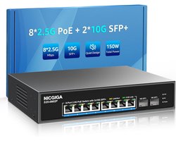8-poorts 2.5G PoE-switch met 10 poorten en 130W power over ethernet