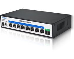 8-poorts 2,5G Switch met 10G SFP+ en 60 Gbps Schakelcapaciteit - Ventilatorloos