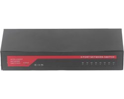 8-poorts Netwerk Switch - Gigabit Ethernet - Netwerk Uitbreiding - Ventilatorloze Werking - Compact Ontwerp - Metaal