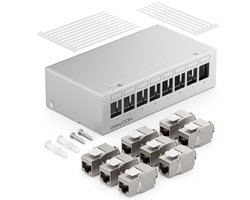 8-Poorts Patchpaneel Set met STP CAT6a Keystone Modules voor Netwerkbekabeling
