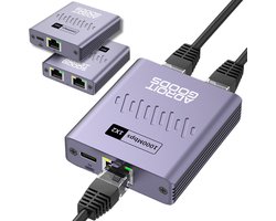AdroitGoods Gigabit Netwerk Actieve Splitter Adapter - 1 naar 2 poorten - 1000MBps - Met USB-C voeding kabel - Internet Switch